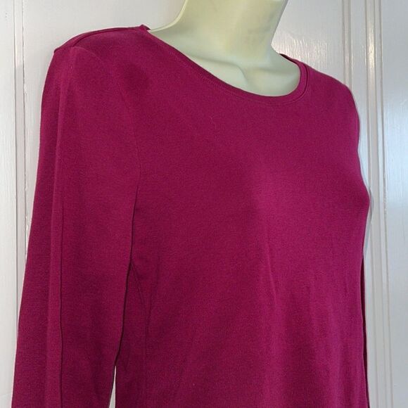 New Directions Weekend magenta long sleeved cotton knit T-shirt - Picture 3 of 6